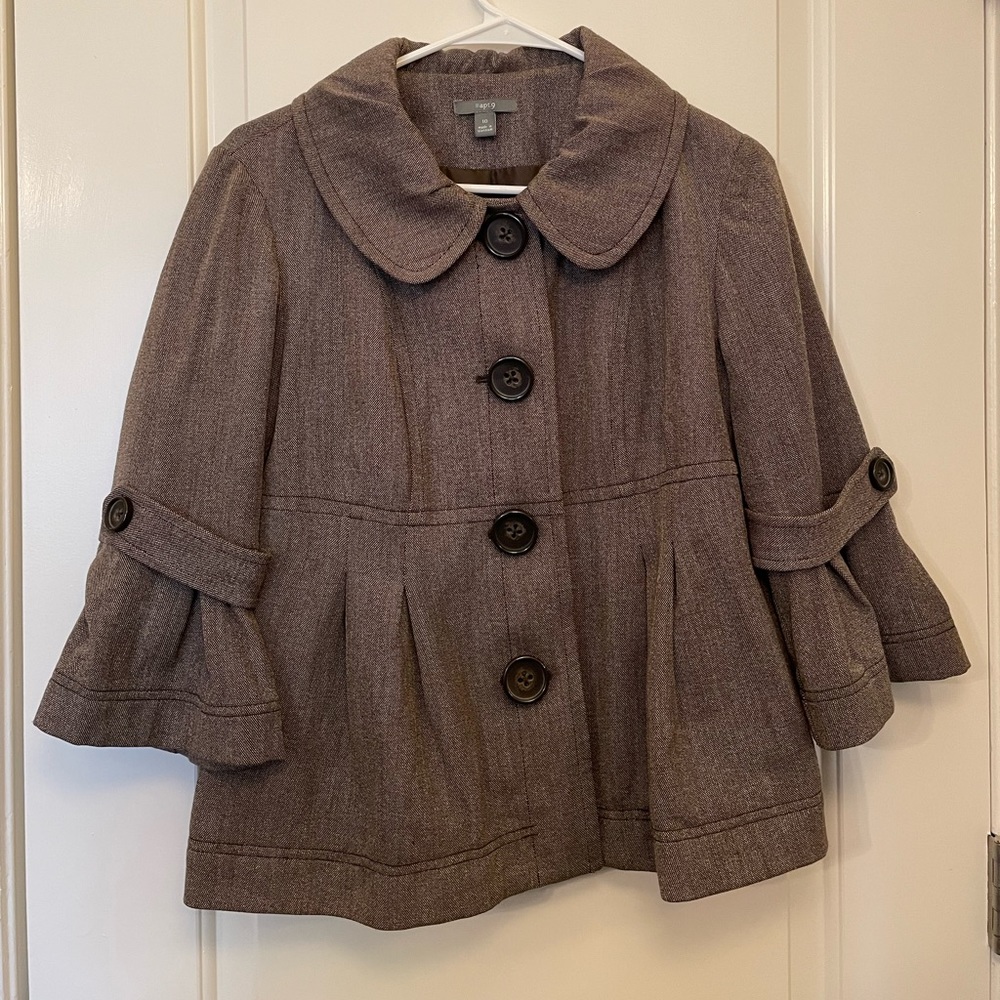 Apt. 9 Blazer 3/4 Trumpet Sleeves Blazer, tan